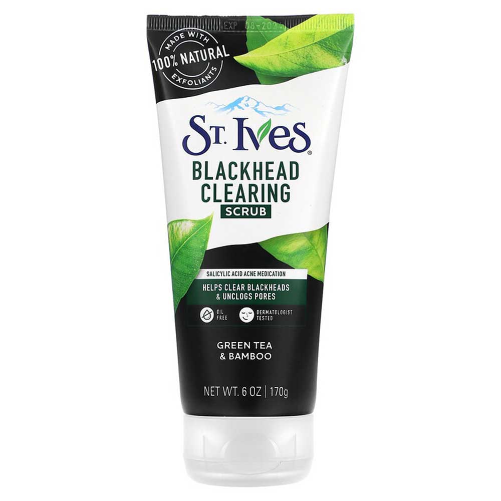 Rửa mặt St.Ives Blackhead Clearing Scrub - Green Tea & Bamboo, 170g