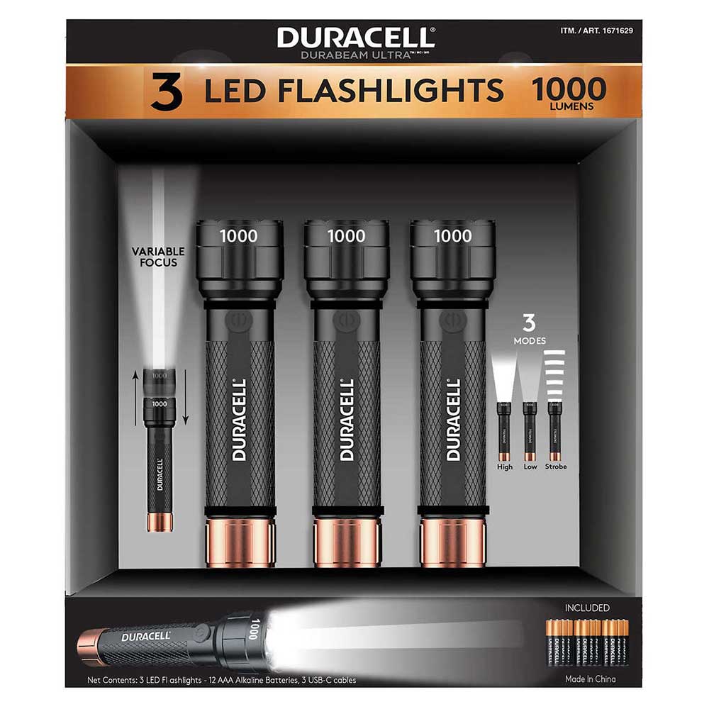 Set 3 đèn pin Duracell Durabeam Ultra 1000 Lumens