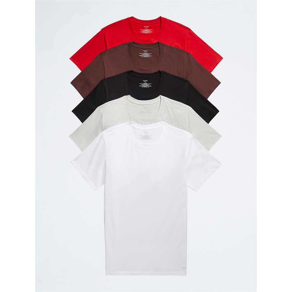 Set 5 áo Calvin Klein Classic Fit Crew Neck - Red/Brown/Black/Grey/White, Size L