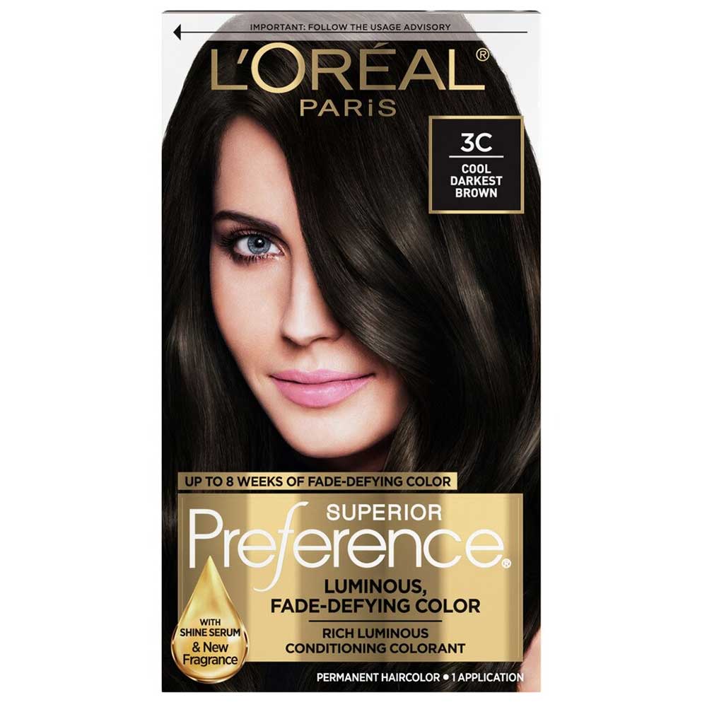 Thuốc nhuộm tóc L'Oréal Superior Preference, 3C Cool Darkest Brown