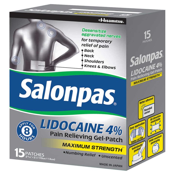 Miếng gel dán giảm đau Salonpas Lidocaine 4%, 15 miếng