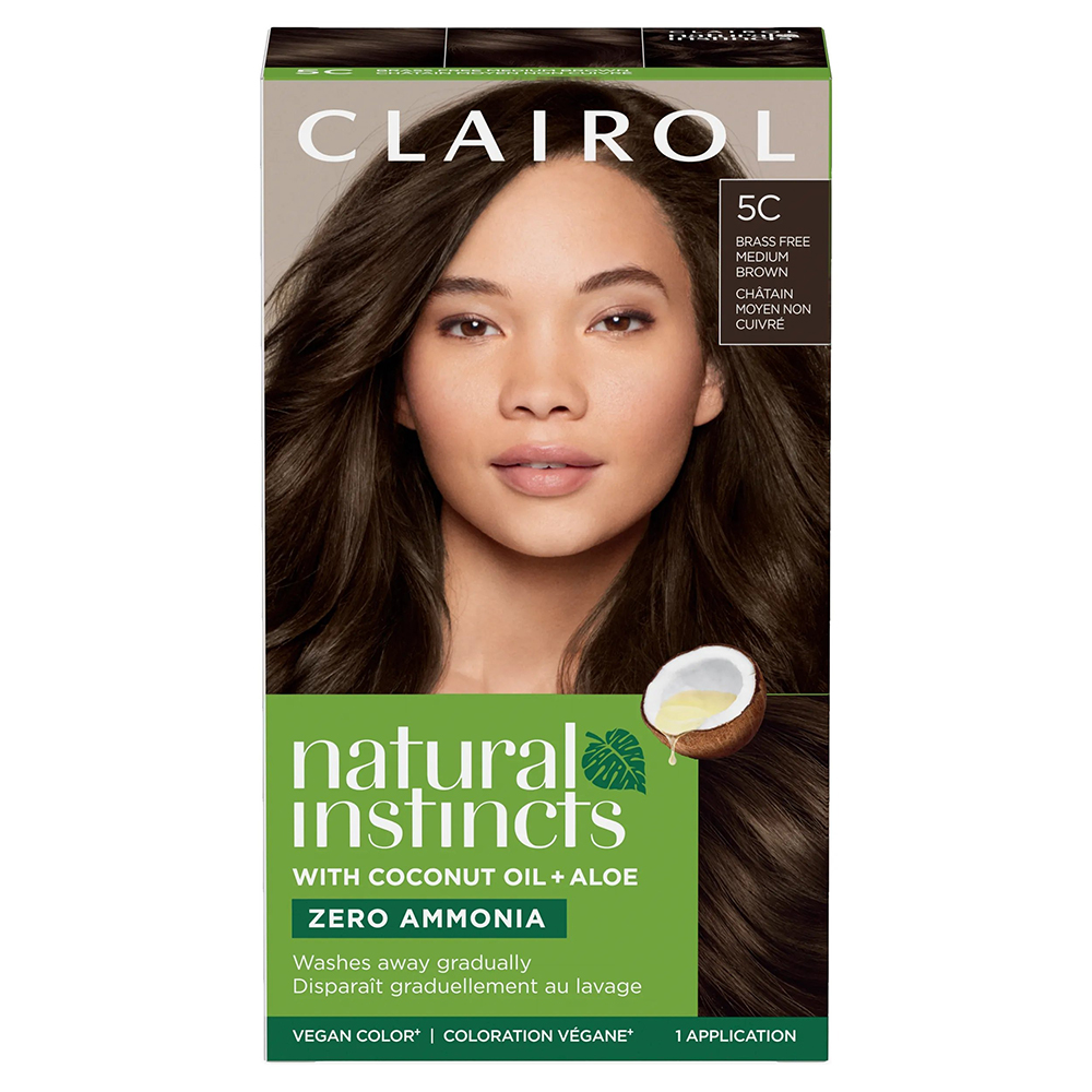 Thuốc nhuộm tóc Clairol Natural Instincts, 5C Brass Free Medium Brown