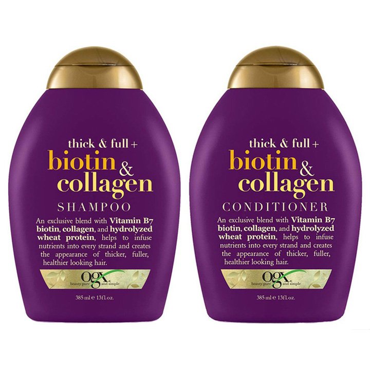 Bộ dầu gội + xả OGX Thick & Full + Biotin & Collagen, 2 x 385ml