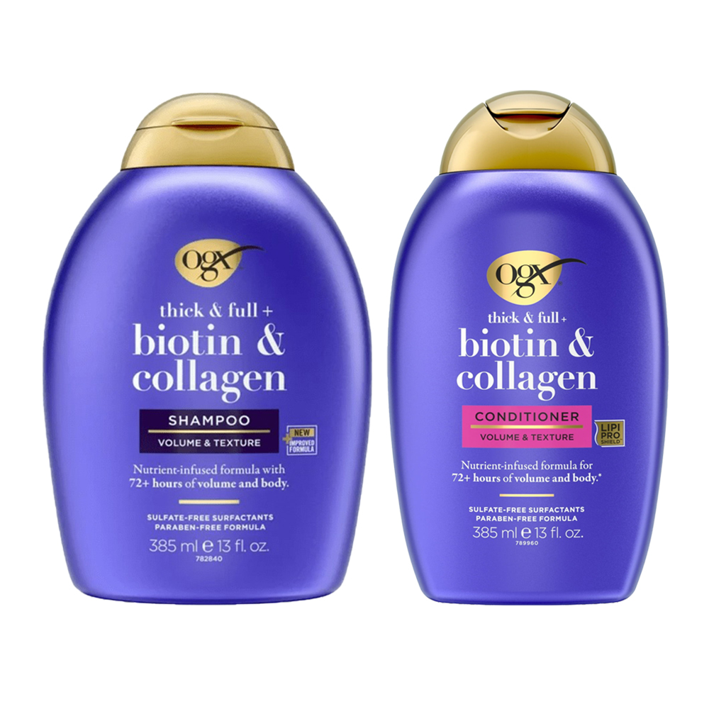 Bộ dầu gội + xả OGX Thick & Full + Biotin & Collagen, 2 x 385ml