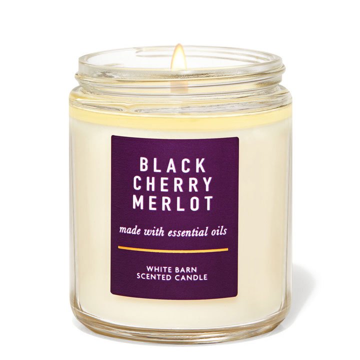 Nến thơm Bath & Body Works White Barn Black Cherry Merlot, 198g