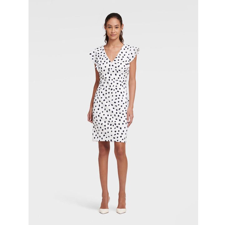 Đầm DKNY Dalmatian Dot Sheath - Creamy/ Navy, Size 2