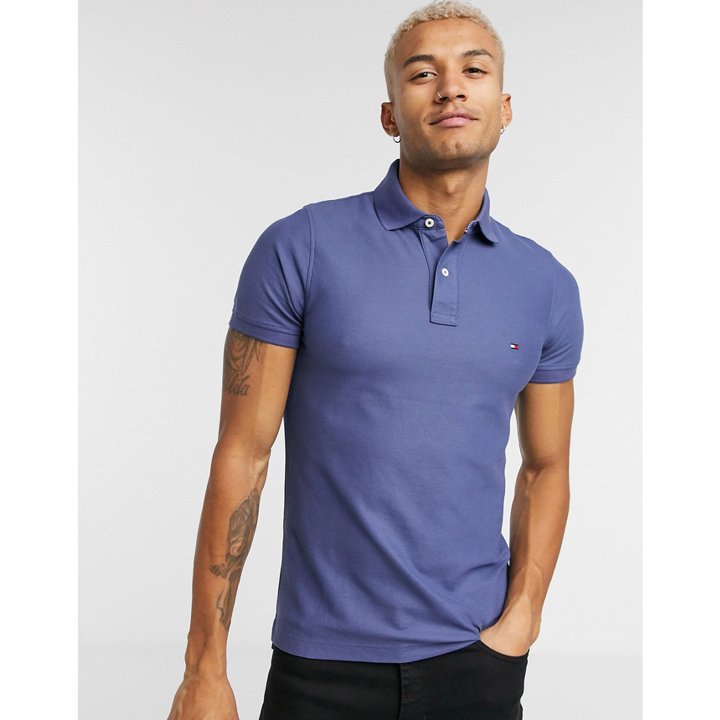 Áo Tommy Hilfiger Slim Fit Solid Polo Shirt - Blueberry, Size L