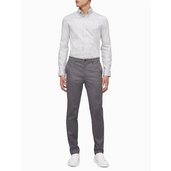 Áo Calvin Klein Stretch Cotton Tweed Pattern Shirt - Mesclun, size L