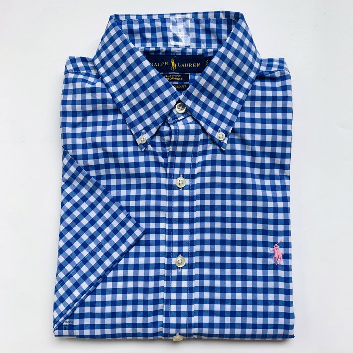 Áo Polo Ralph Lauren Classic Fit Performance Plaid Shirt - Blue/ White, Size S