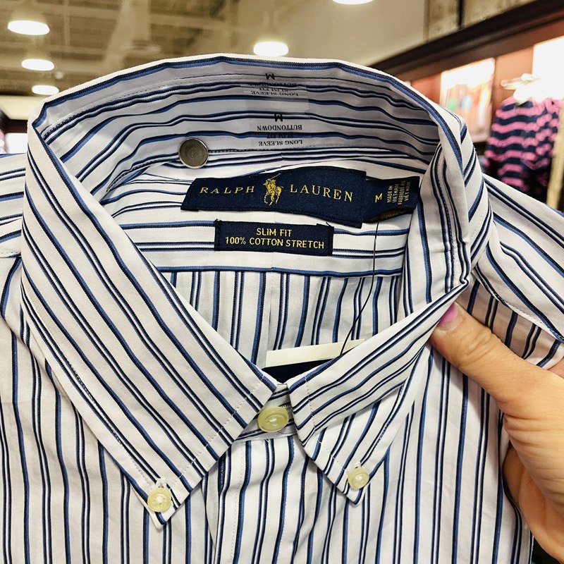 Áo Polo Ralph Lauren Slim Fit Stripe Shirt - White/ Blue Multi, Size M -  Shop Mùa Xuân