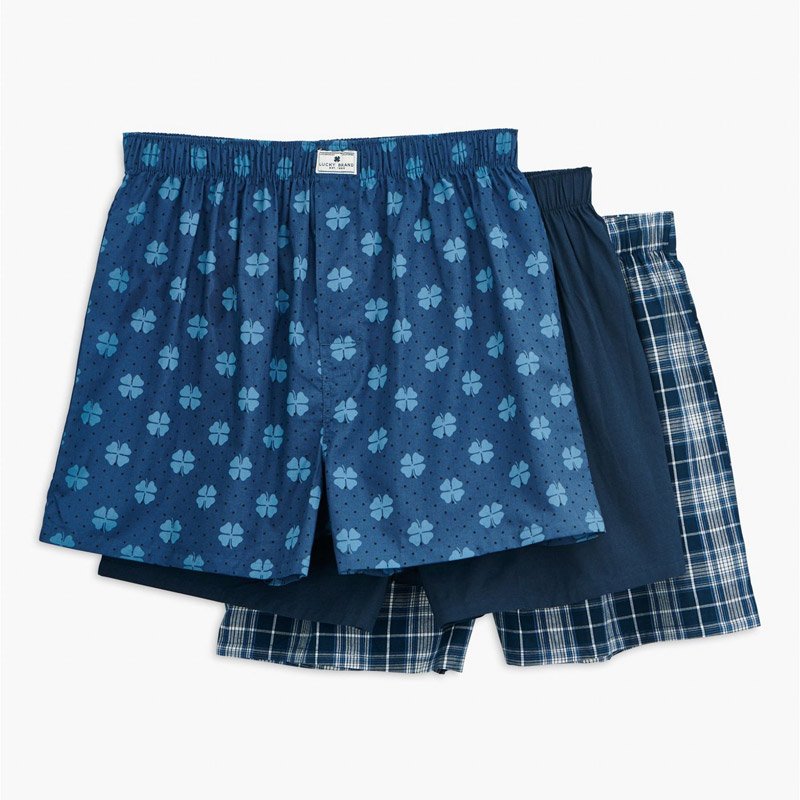 Set 3 Lucky Brand Woven Boxer - Lucky Logo/ Plaid, Size XL