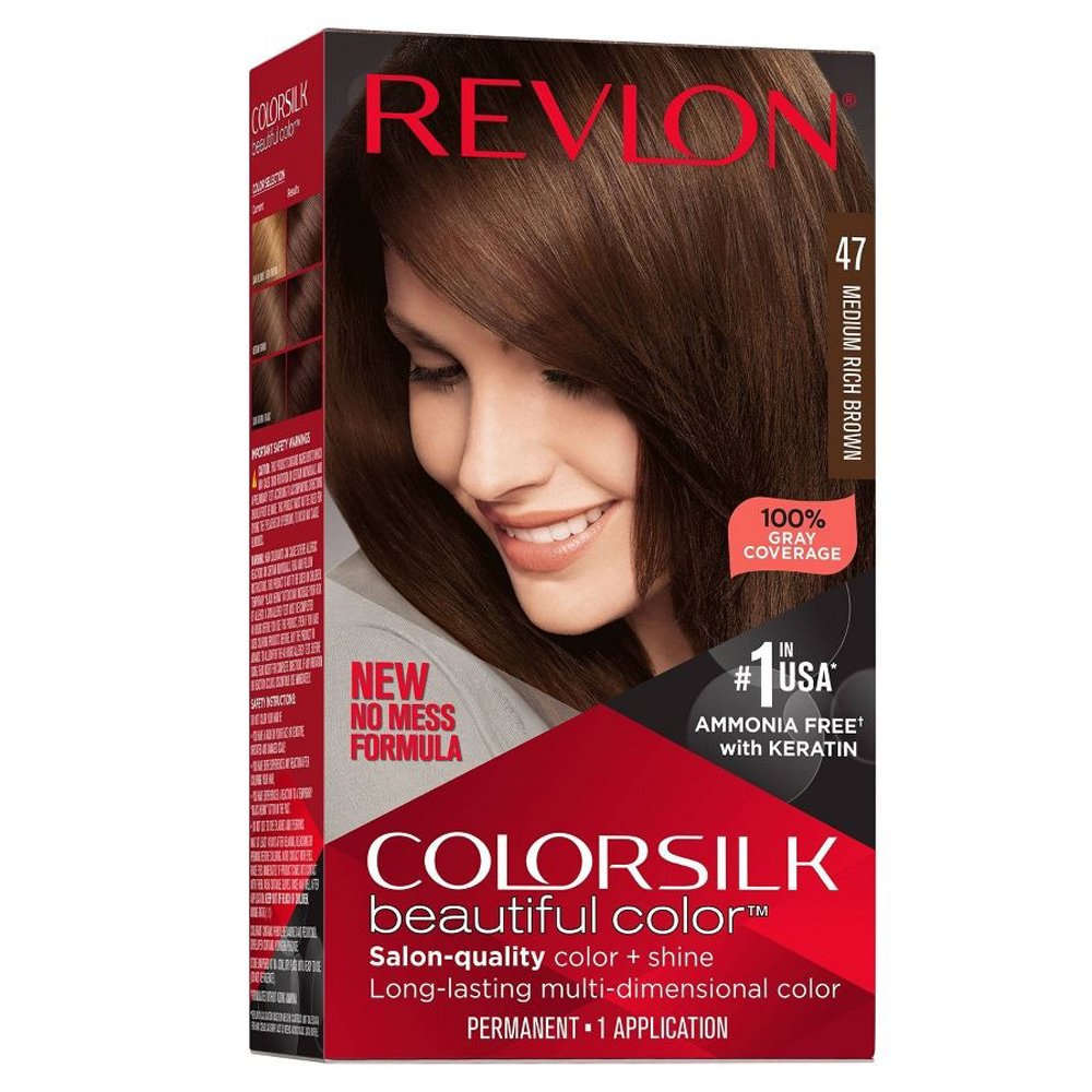 Thuốc nhuộm tóc Revlon Colorsilk, 47 Medium Rich Brown