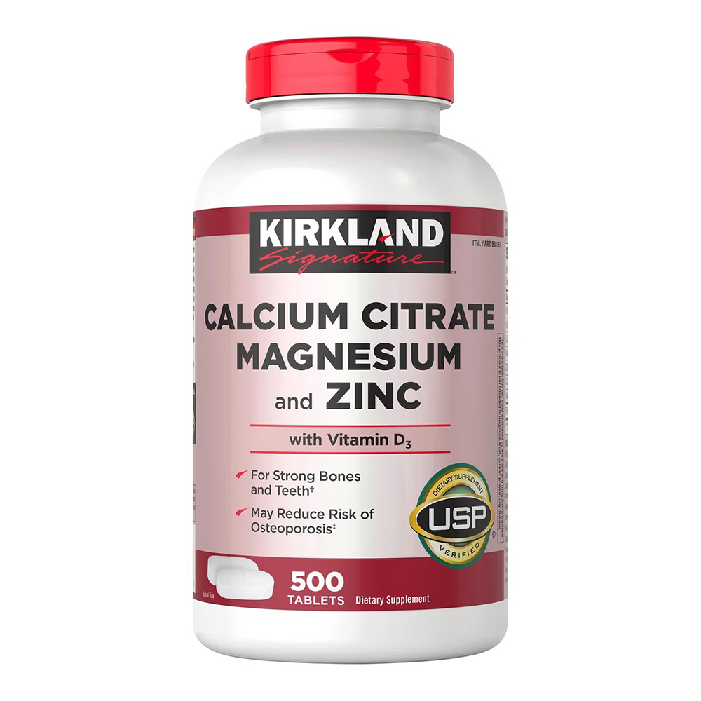 Kirkland Signature Calcium Citrate Magnesium and Zinc + D3, 500 viên