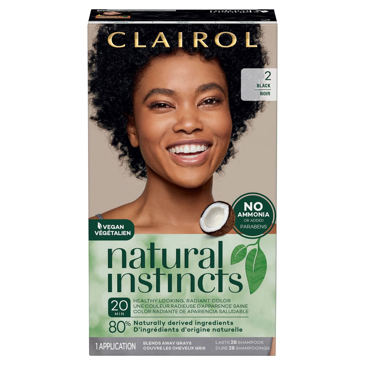 Thuốc nhuộm tóc Clairol Natural Instincts, 2 Black
