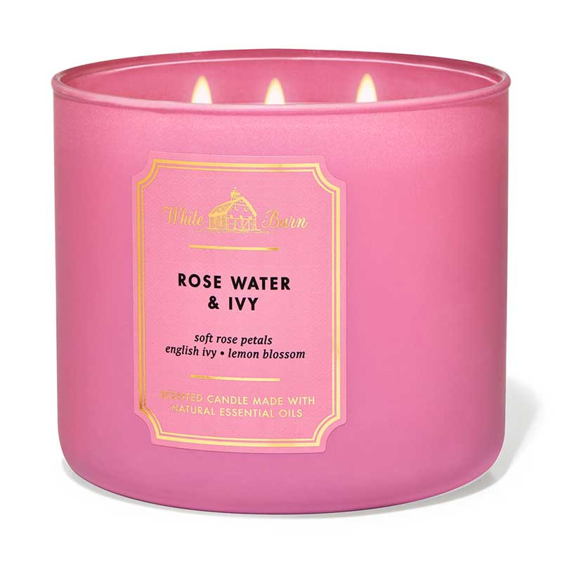 Nến thơm Bath & Body Works White Barn Rose Water & Ivy, 411g