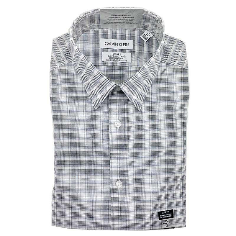 Áo Calvin Klein Slim Fit Steel + Performance Non-Iron Dress Shirt - Navy, Size 15 (32/33)