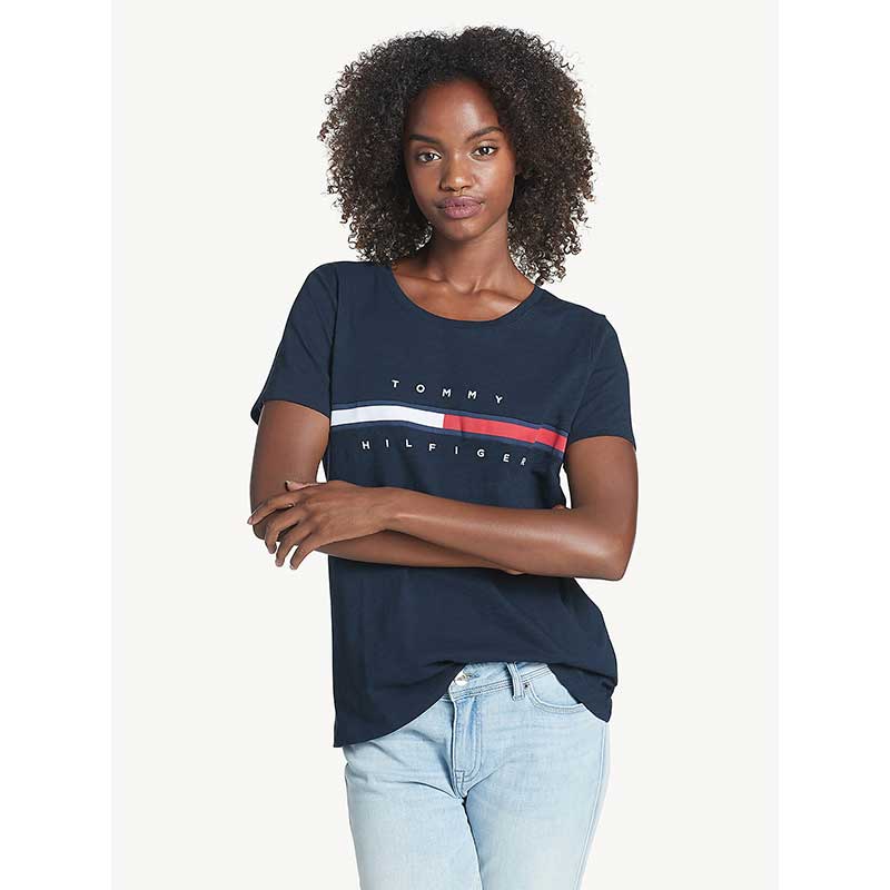 Áo Tommy Hilfiger Essential Flag Logo T-Shirt - Desert Sky, Size XS