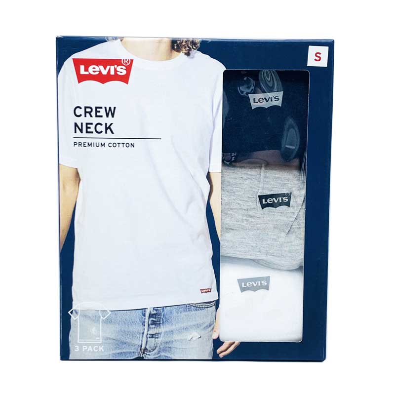 Set 3 áo Levi's Short Sleeve Cotton Crew Neck - White/Grey/Navy, Size M