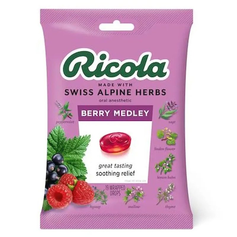 Kẹo ngậm Ricola Made With Swiss Alpine Herbs Berry Medley, 19 viên