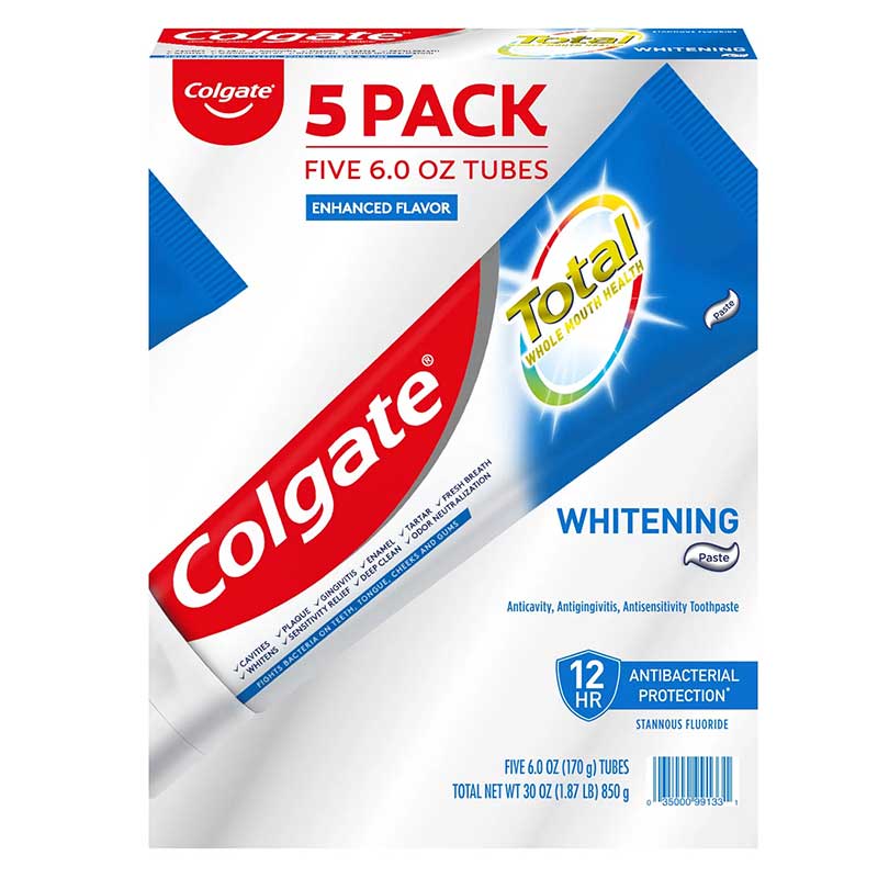 Set kem đánh răng Colgate Total Whitening, 5 x 170g