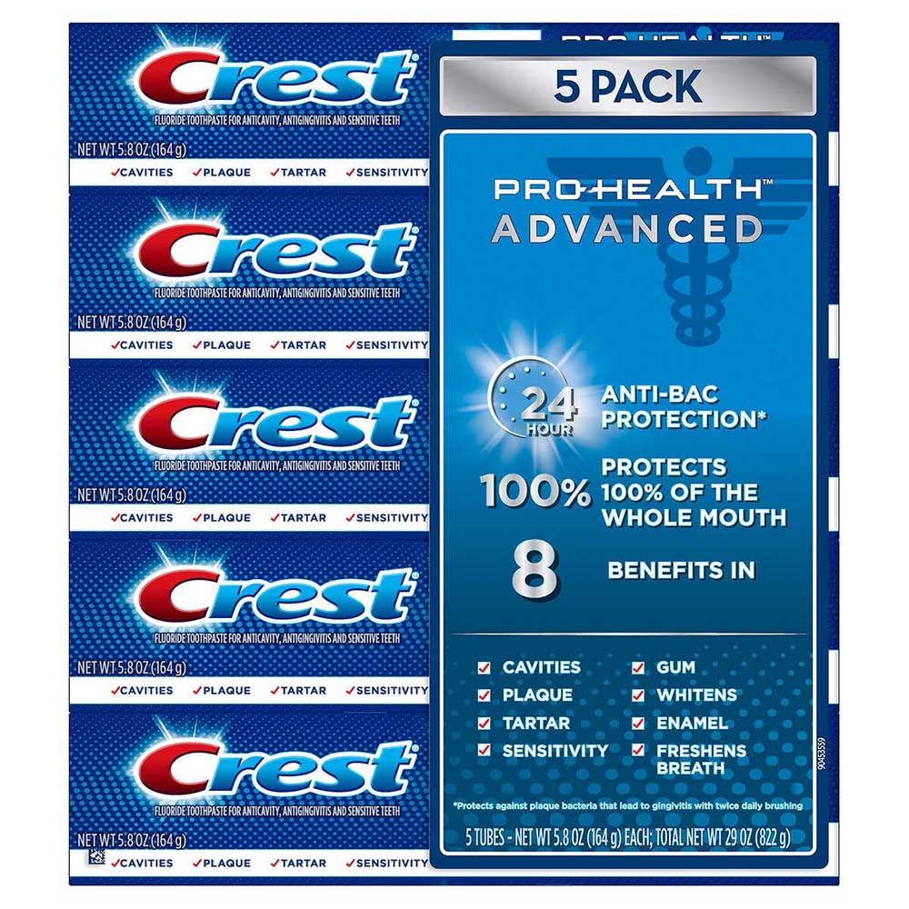 Set kem đánh răng Crest Pro-Health Advanced Whitening, 5 x 164g