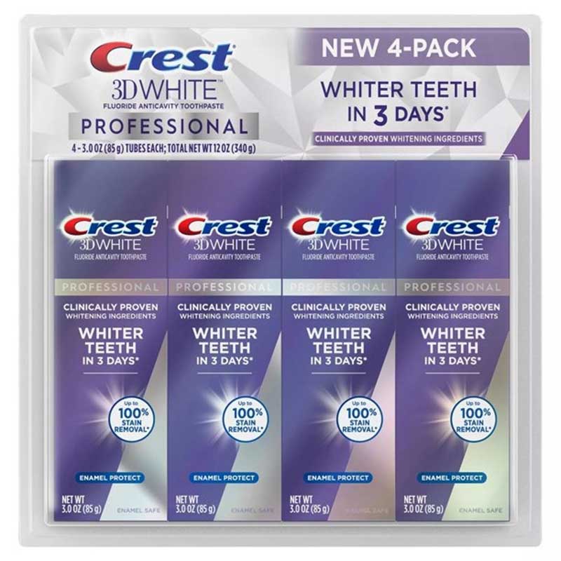 Set kem đánh răng Crest 3D White Professional, 4 x 85g