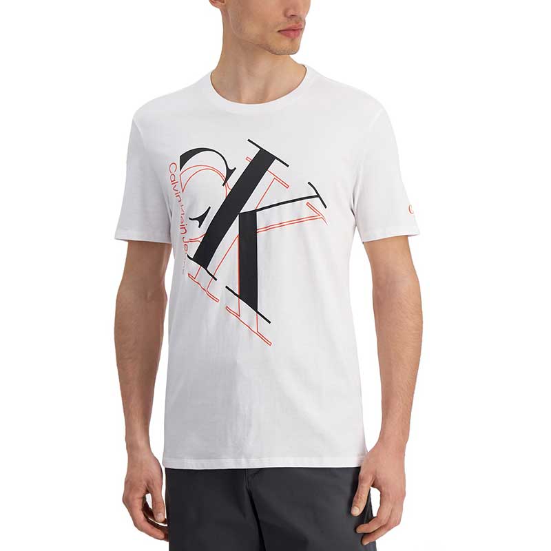 Áo Calvin Klein Monogram Logo Crewneck T-Shirt - White, Size L