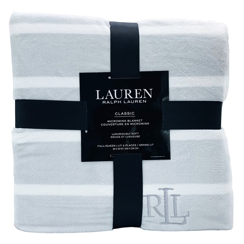 Chăn Ralph Lauren Queen Size, Grey/White