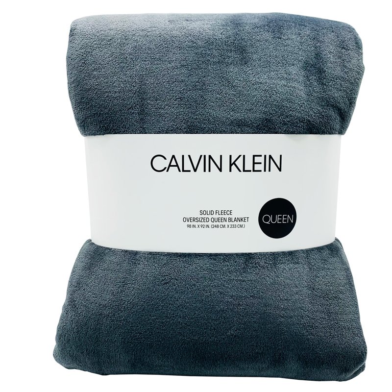 Chăn Calvin Klein Solid Fleece - Queen Size, Dark Grey