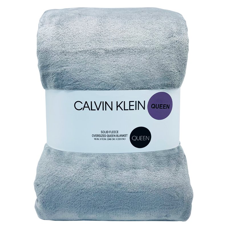 Chăn Calvin Klein Solid Fleece - Queen Size, Grey