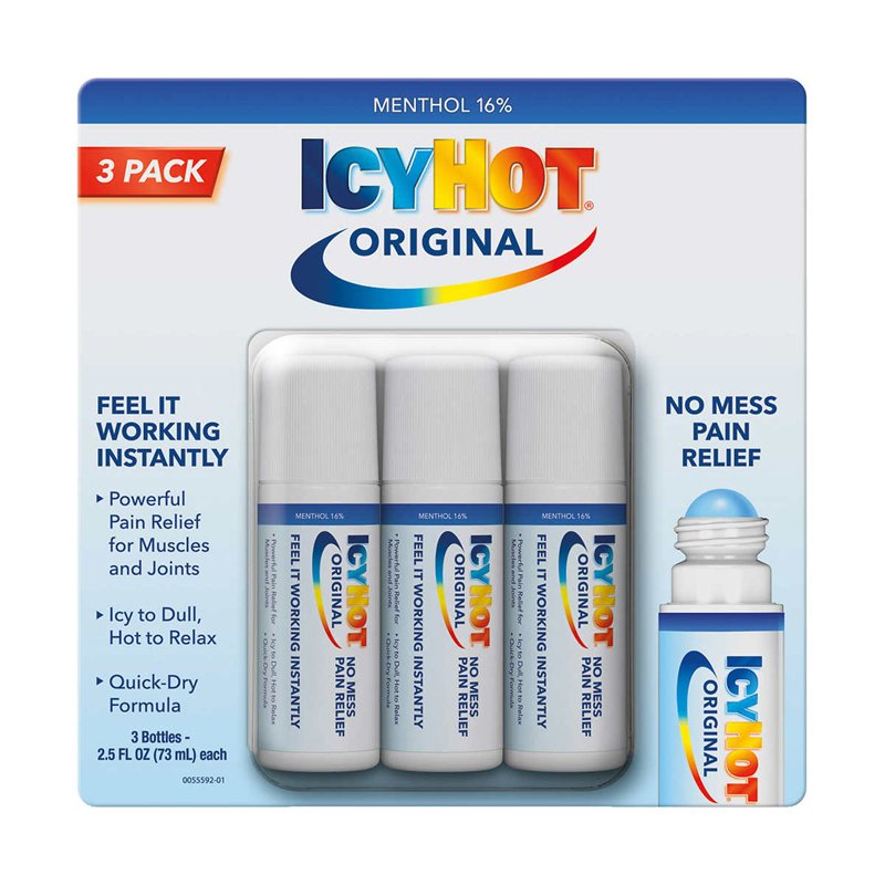 Set 3 dầu xoa bóp giảm đau Icy Hot Original No Mess Pain Relief Roll-On, 3 x 73ml