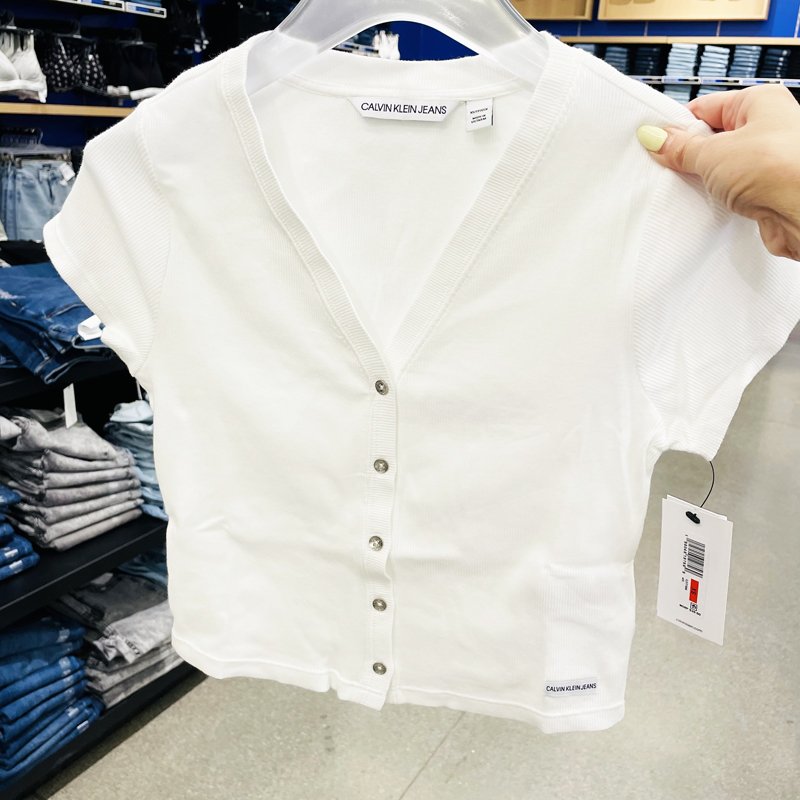 Áo Calvin Klein Jeans Crop Top - White, Size M - Shop Mùa Xuân