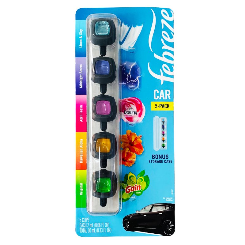 Tinh dầu thơm xe Febreze Air Freshener Car Vent Clips - Mix 2, 5 x 2ml