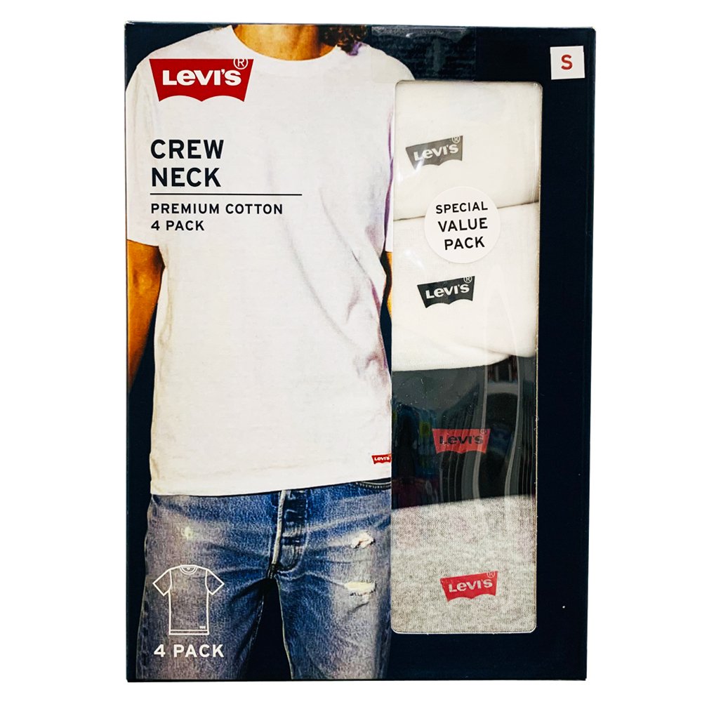 Set 4 áo Levi's Short Sleeve Cotton Crew Neck - White/Grey/Black, Size S