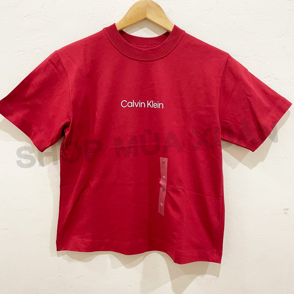 Áo Calvin Klein Relaxed Fit Standard Logo Crewneck T-Shirt - Red, Size XXS