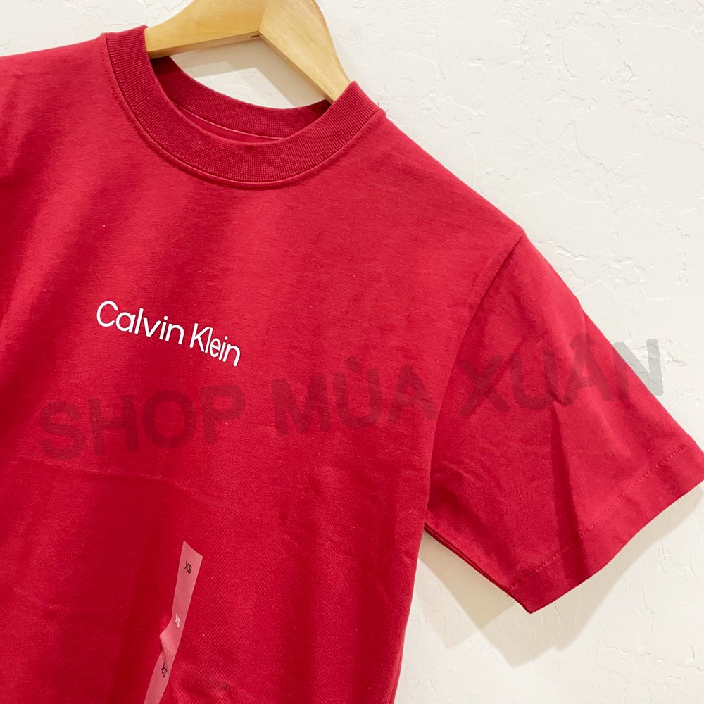 Áo Calvin Klein Relaxed Fit Standard Logo Crewneck T-Shirt - Red, Size XXS  - Shop Mùa Xuân