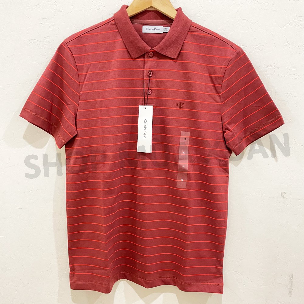 Áo Calvin Klein Stripe Polo Shirt - Red, Size S