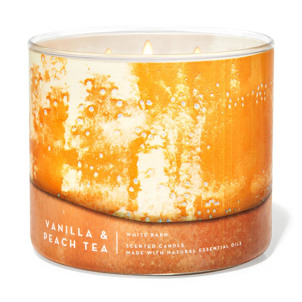 Nến thơm Bath & Body Works White Barn - Vanilla & Peach Tea, 411g