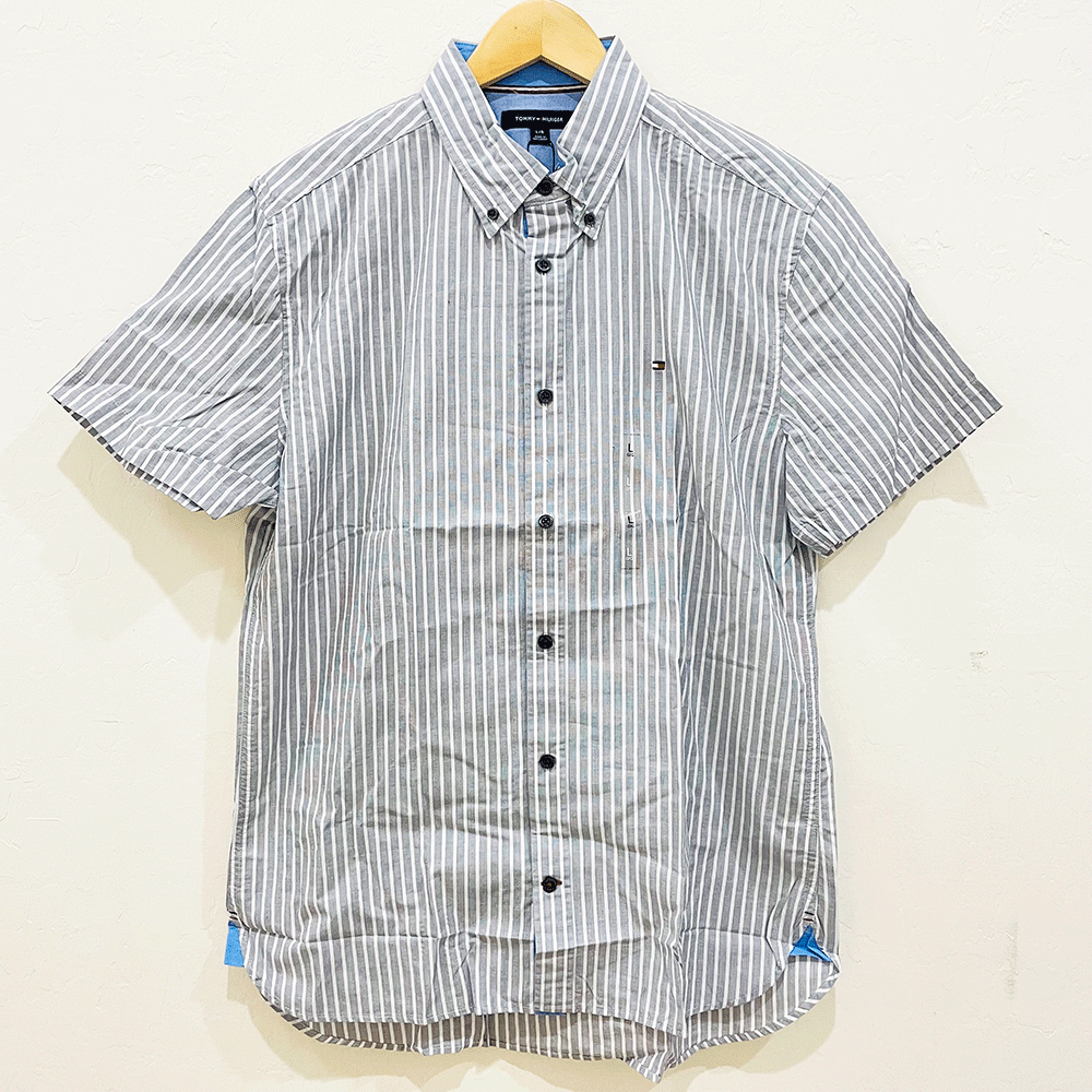 Áo Tommy Hilfiger Essential Short-Sleeve Shirt - Grey Stripe, Size L