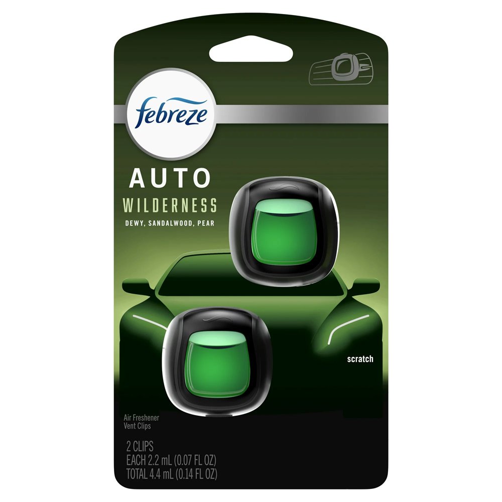 Tinh dầu thơm xe Febreze Car Odor-Eliminating Air Freshener - Wilderness, 2 x 2.2ml