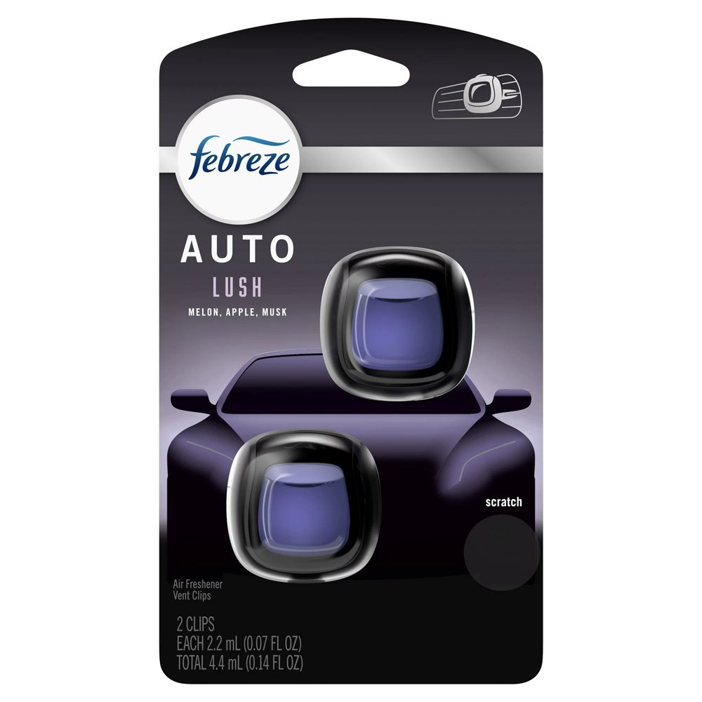 Tinh dầu thơm xe Febreze Car Air Freshener Vent Clip - Lush, 2 x 2.2ml
