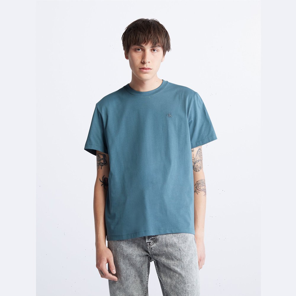 Áo Calvin Klein Smooth Cotton Solid Crewneck T-Shirt - Teal, Size L
