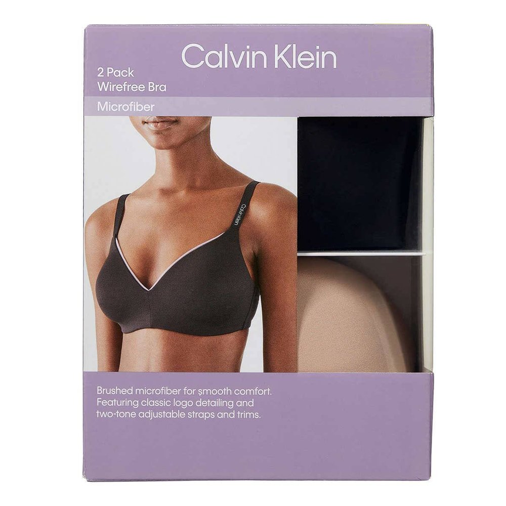 Set 2 áo Calvin Klein Ladies' Wirefree Bra - Black/Nude, Size M