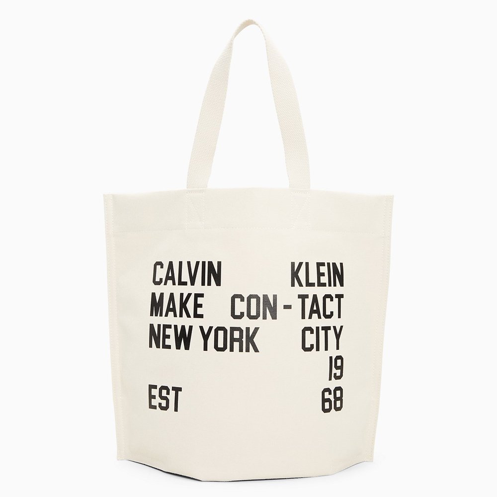 Túi Calvin Klein Canvas Logo Graphic Tote, Unbleached