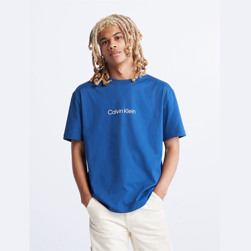 Áo Calvin Klein Relaxed Fit Standard Logo Crewneck - Blue Herald, Size S