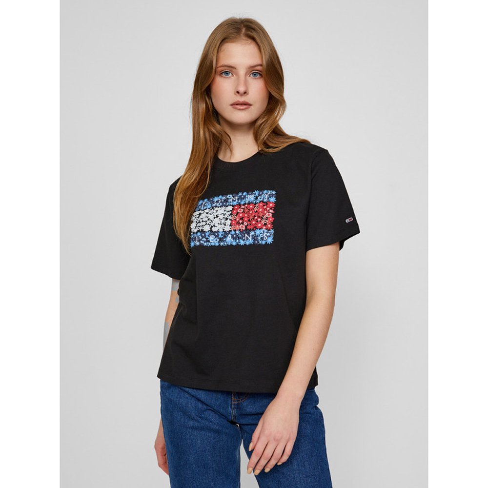 Áo Tommy Jeans Relaxed Floral Flag - Black, Size XS