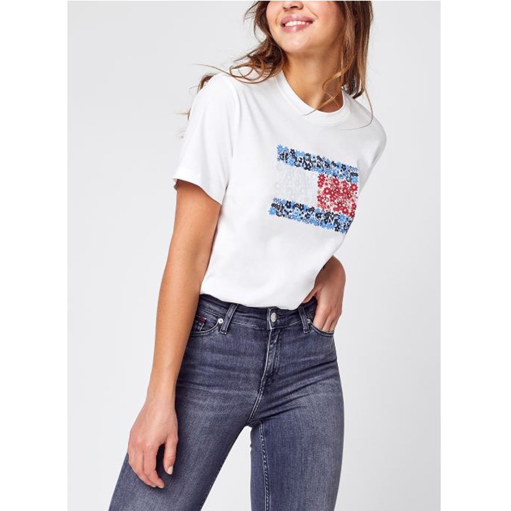 Áo Tommy Jeans Relaxed Floral Flag - White, Size M