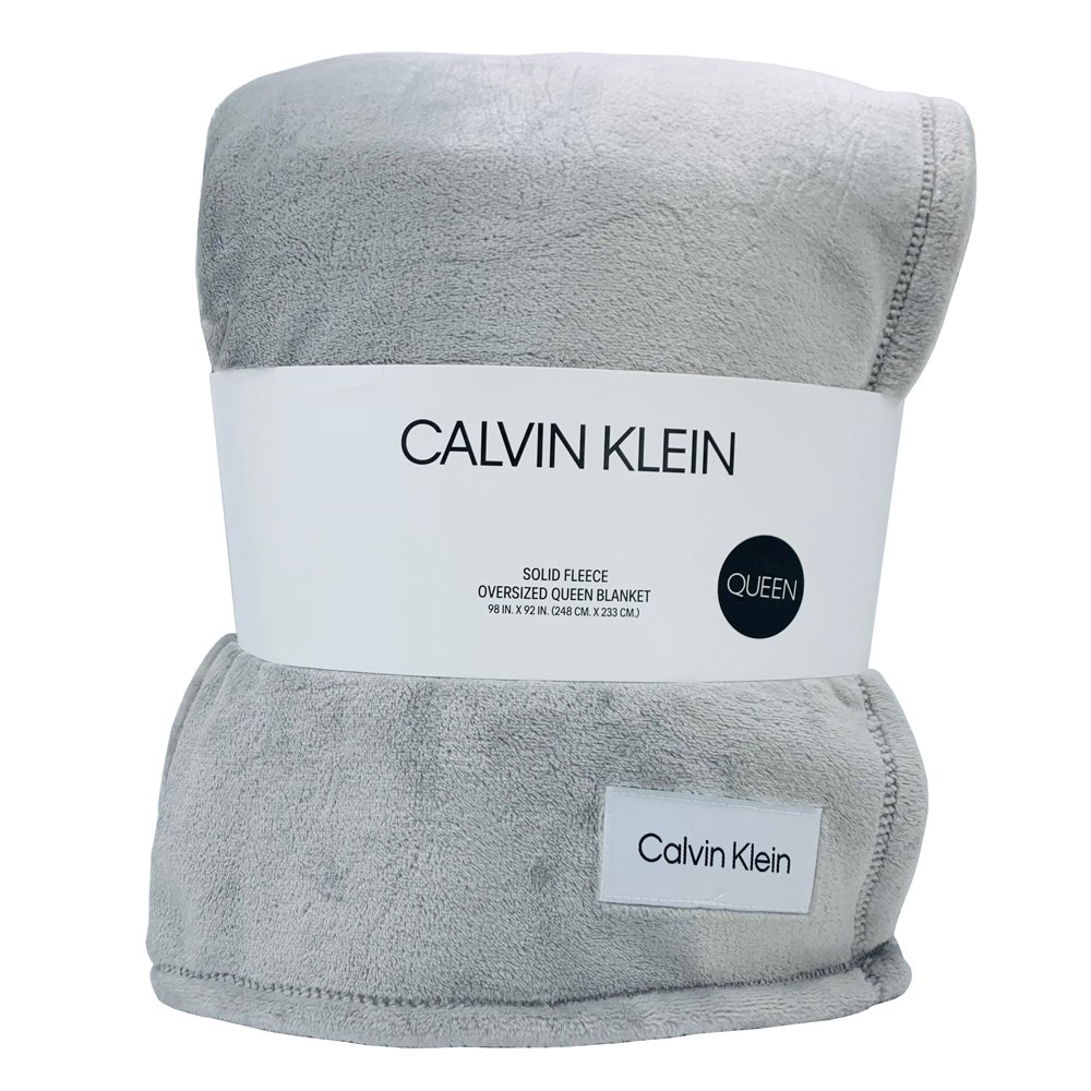 Chăn Calvin Klein Solid Fleece - Queen Size, Light Grey