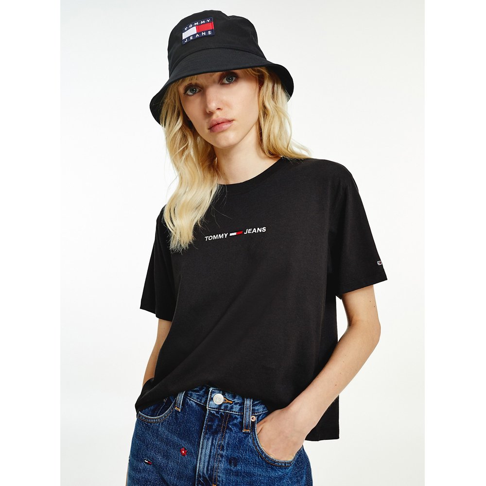 Áo Tommy Jeans Organic Cotton Linear Logo - Black, Size S