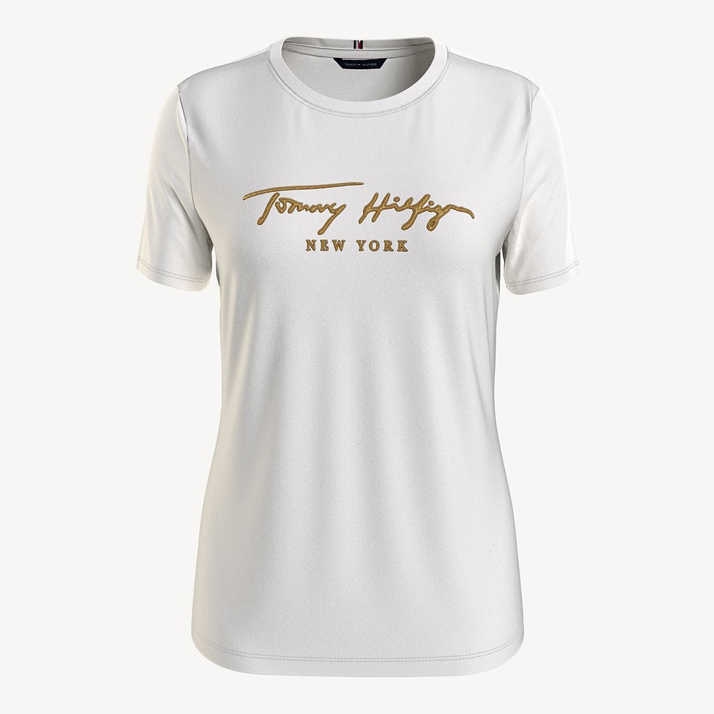 Áo Tommy Hilfiger Embroidered Signature Logo - Milky Way, Size M